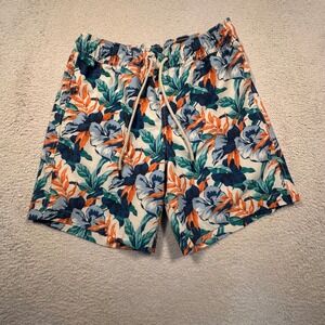 Fair Harbor Swim Trunks Mens S Blue Orange Floral Tropical Beach Summer Shorts